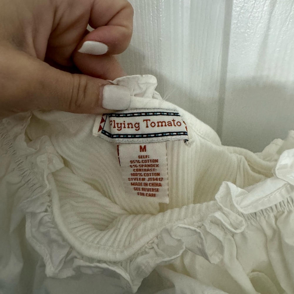 Ruffle cute white shirt size medium off shoulder